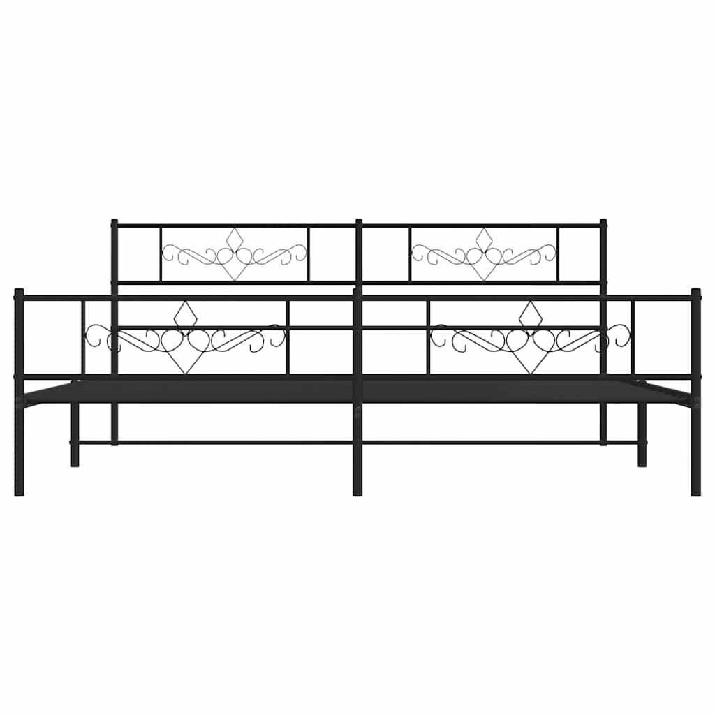 vidaXL Metal Bed Frame without Mattress with Footboard Black 193x203cm