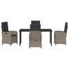 vidaXL Garden Dining Set with Cushion 5 pcs Grey Poly Rattan