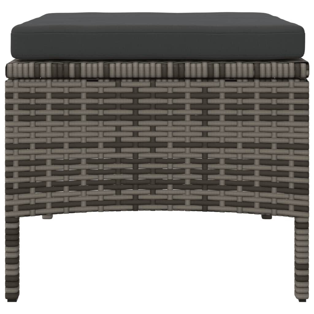 vidaXL 2-Seater Garden Sofa with Tea Table & Stools Poly Rattan Grey