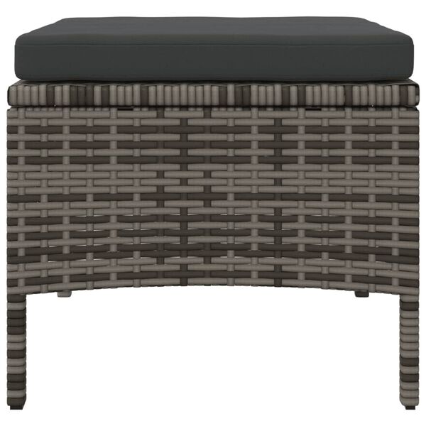 vidaXL 2-Seater Garden Sofa with Tea Table & Stools Poly Rattan Grey