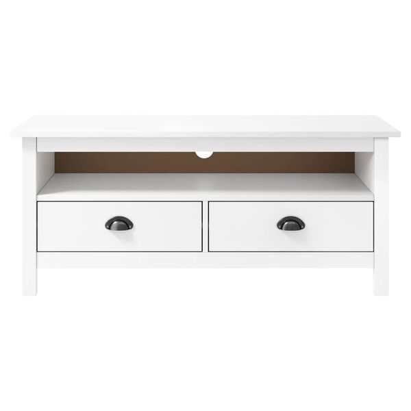 vidaXL TV Cabinet Hill White 110x40x47 cm Solid Pine Wood