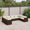 vidaXL 9 Piece Garden Lounge Set with Cushions Brown Poly Rattan