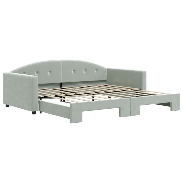 vidaXL Daybed with Trundle without Mattress Light Grey 100x190 cm