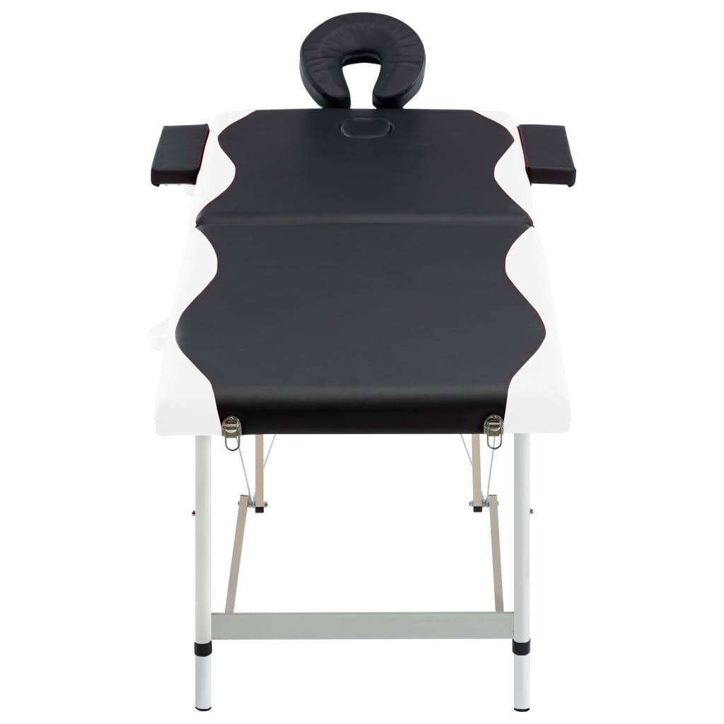 vidaXL 2-Zone Foldable Massage Table Aluminium Black and White