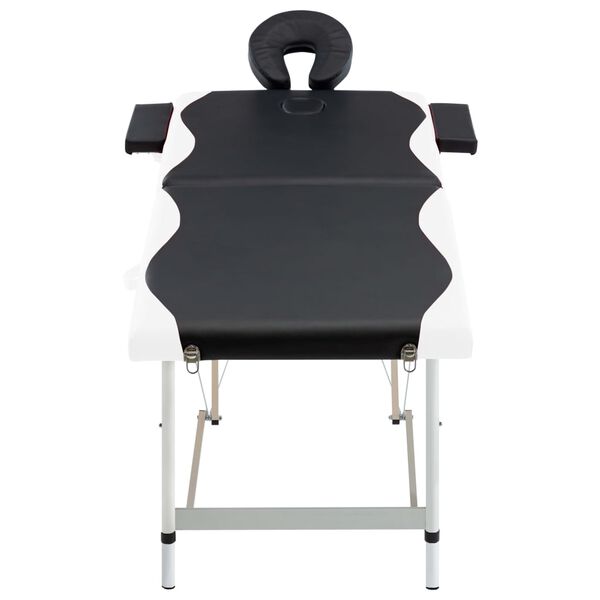 vidaXL 2-Zone Foldable Massage Table Aluminium Black and White
