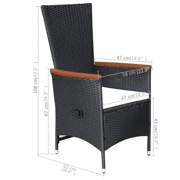 vidaXL 5 Piece Garden Dining Set Black