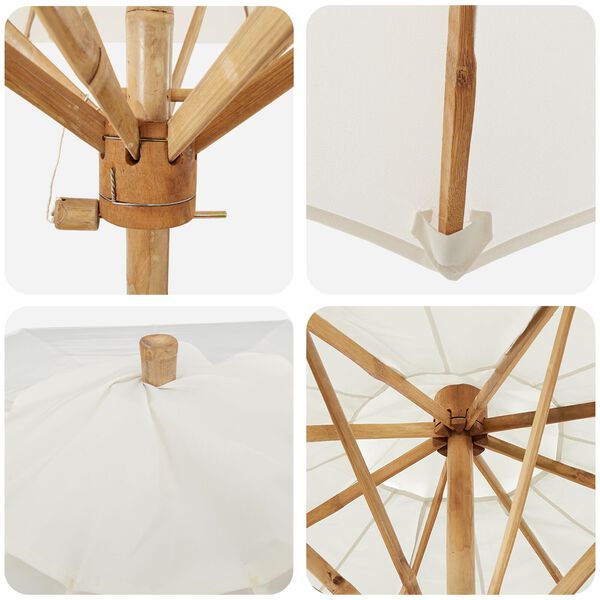 vidaXL Garden Parasol Cream White 217x230 cm Bamboo