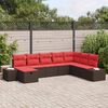 vidaXL Garden Sofa Set with Cushion 8 pcs Brown Poly Rattan