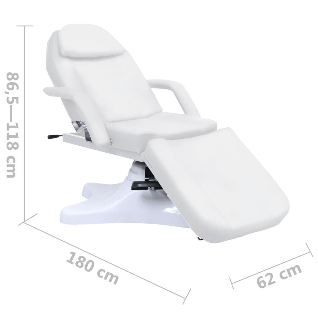 vidaXL Massage Table White 180x62x(86.5-118) cm