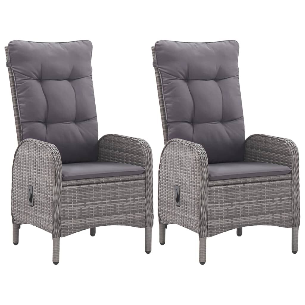 vidaXL 3 Piece Garden Bistro Set Poly Rattan and Glass Grey