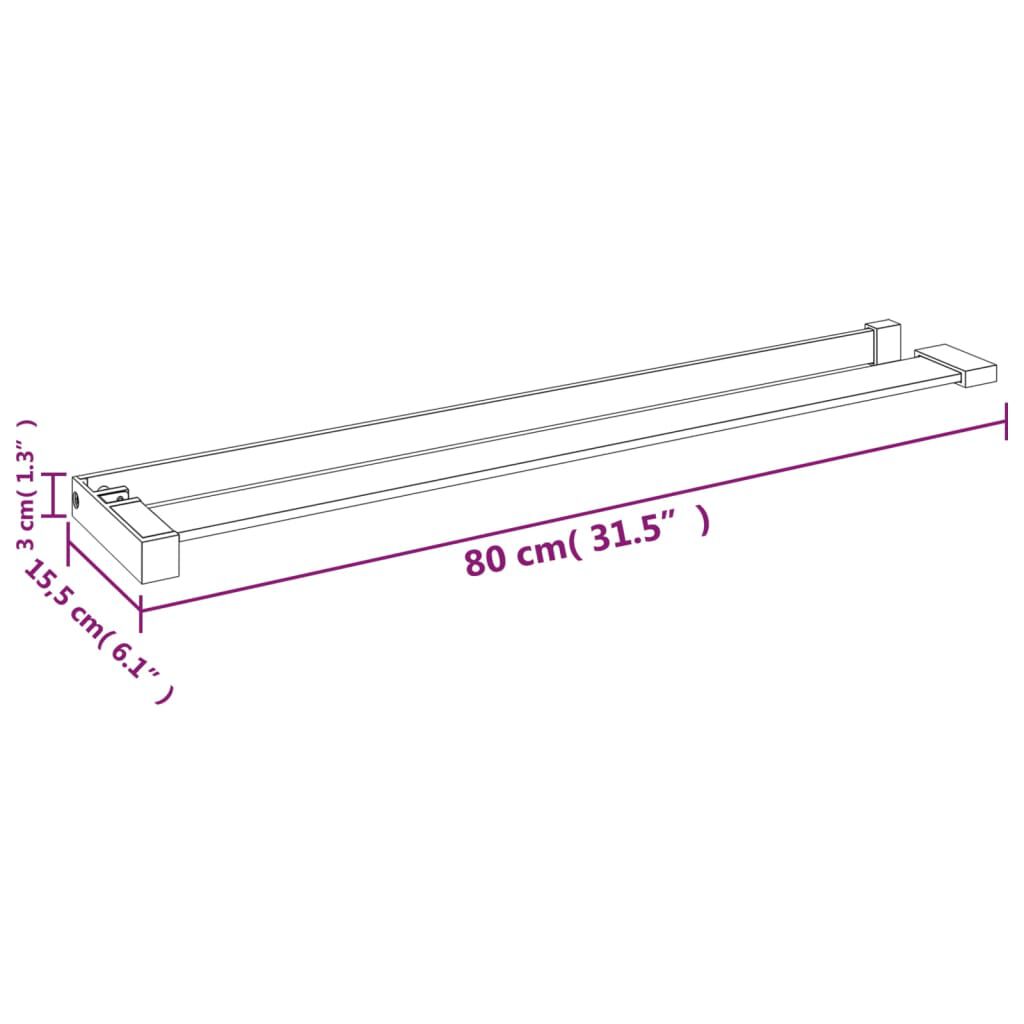 vidaXL Shower Shelf for Walk-in Shower Wall Chrome 80 cm Aluminium