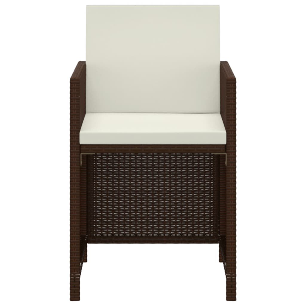 vidaXL 3 Piece Garden Dining Set with Cushions Poly Rattan Brown