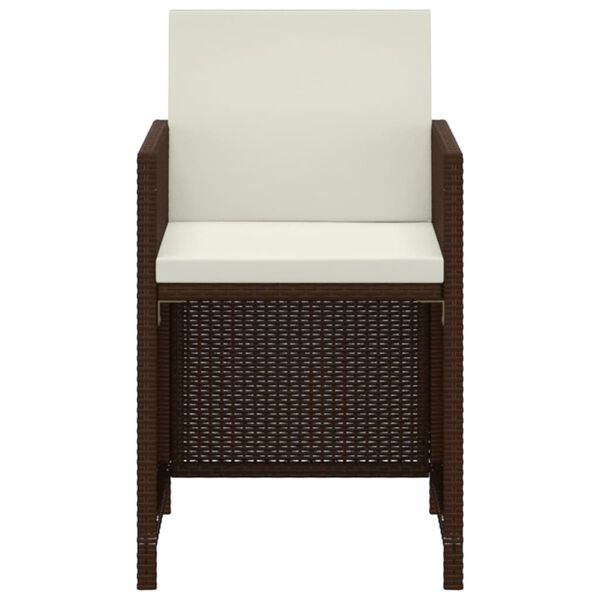 vidaXL 3 Piece Garden Dining Set with Cushions Poly Rattan Brown