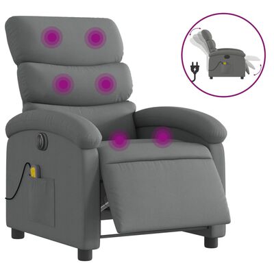 vidaXL Electric Massage Recliner Chair Dark Grey Fabric