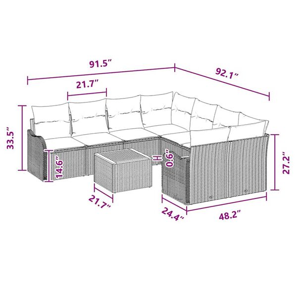 vidaXL Garden Sofa Set 9 pcs Black Poly rattan