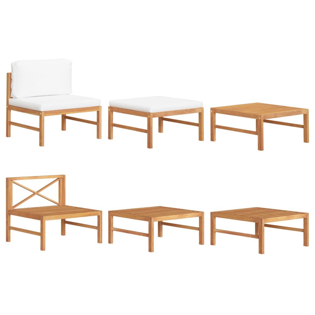 vidaXL 3 Piece Garden Lounge Set with Cream Cushions Teak Wood