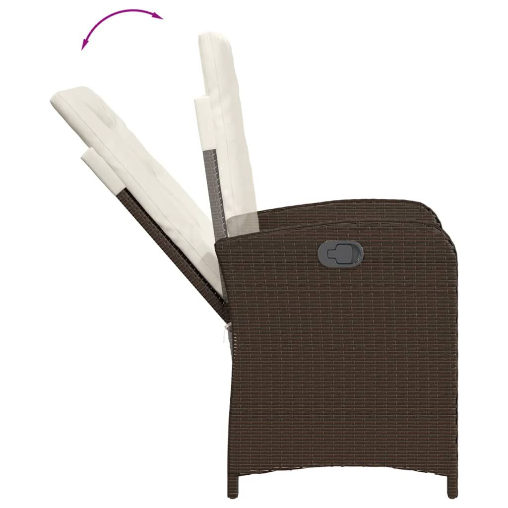 vidaXL 7 Piece Garden Dining Set with Cushions Brown Poly Rattan