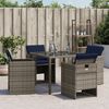 vidaXL Garden Chairs with Cushions 4 pcs Grey Poly Rattan