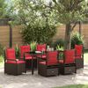 vidaXL Garden Dining Set 7 pcs Brown Poly Rattan