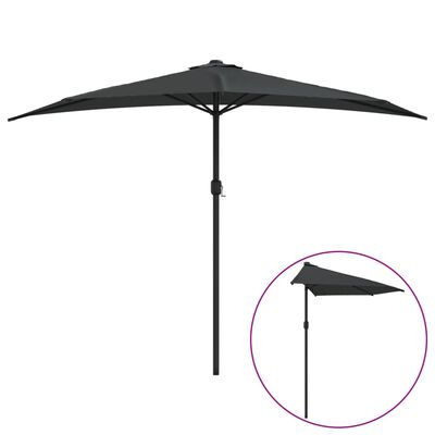 vidaXL Garden Parasol with Aluminium Pole Anthracite 300x155 cm Half