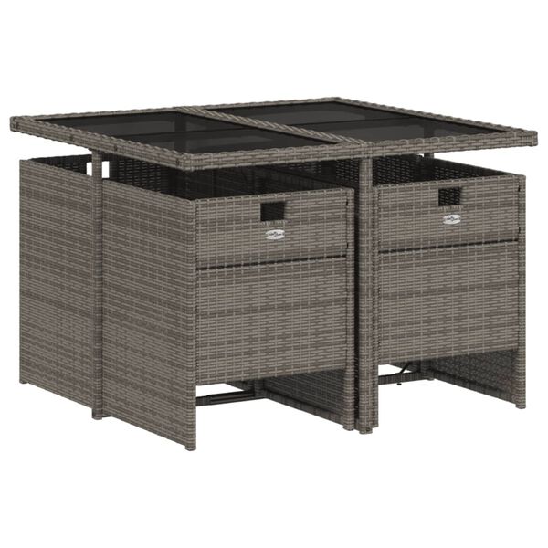 vidaXL 13 Piece Garden Dining Set with Cushions Grey Poly Rattan