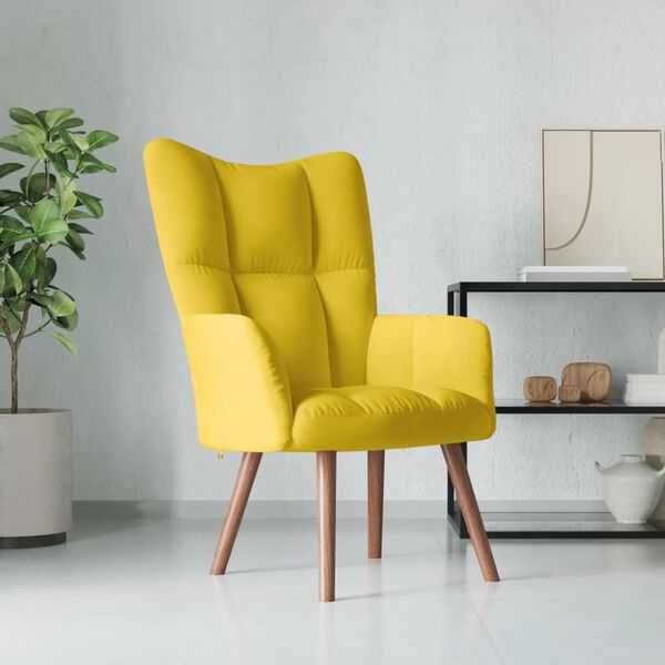 vidaXL Relaxing Chair Mustard Yellow Velvet
