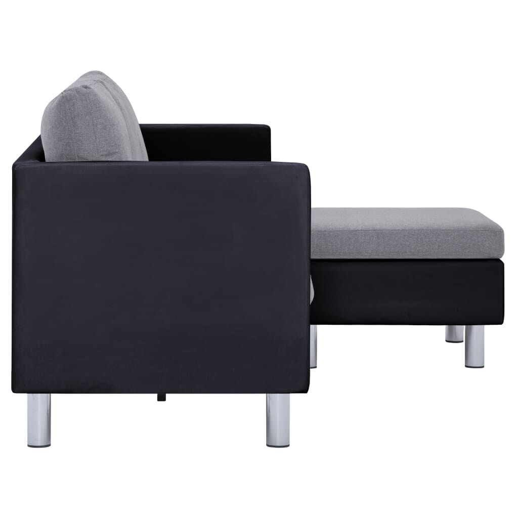 vidaXL 3-Seater Sofa with Cushions Black Faux Leather
