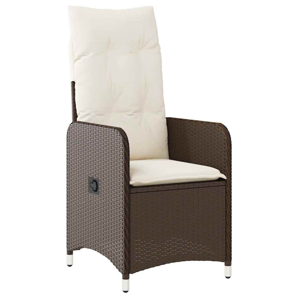 vidaXL 7 Piece Garden Bistro Set with Cushions Brown Poly Rattan