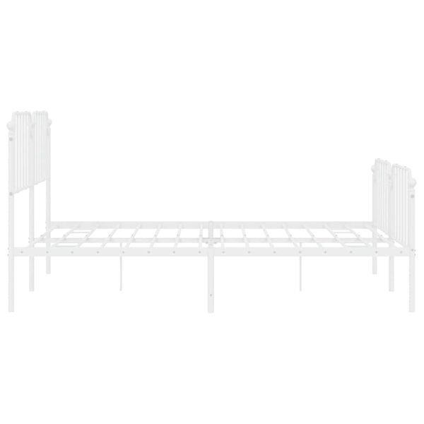 vidaXL Metal Bed Frame without Mattress with Footboard White 183x213cm