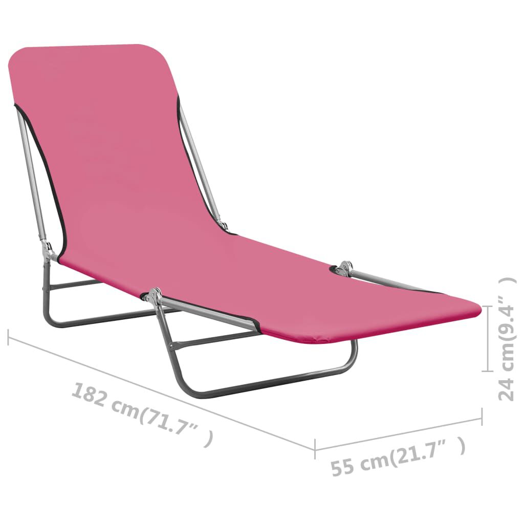 vidaXL Folding Sun Loungers 2 pcs Steel and Fabric Pink