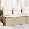vidaXL 2 Piece Garden Sofa Set with Cushions Beige Poly Rattan Acacia