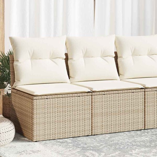 vidaXL 2 Piece Garden Sofa Set with Cushions Beige Poly Rattan Acacia
