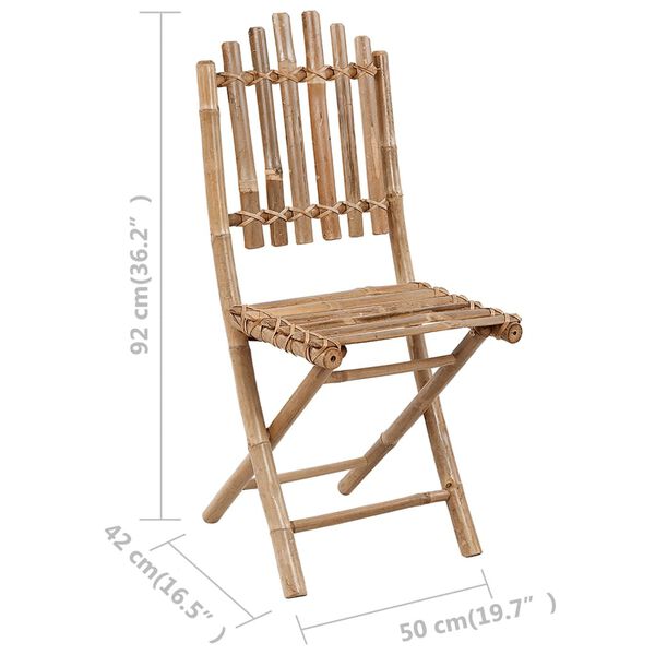 vidaXL Folding Garden Chairs 2 pcs with Cushions Bamboo