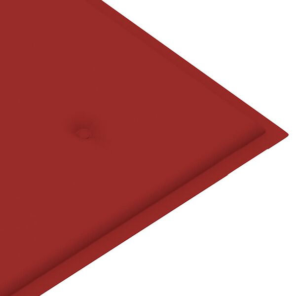vidaXL Garden Bench with Red Cushion 112 cm Solid Teak Wood