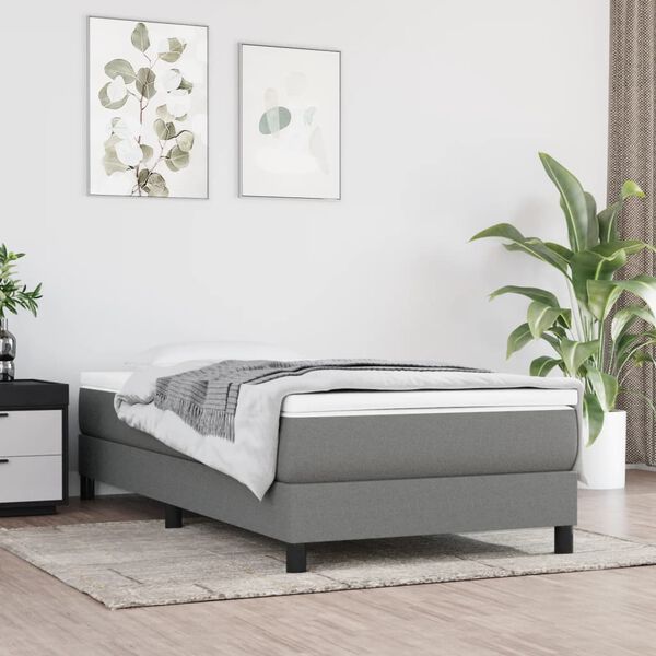 vidaXL Box Spring Bed Frame Dark Grey Twin XL Fabric (US Only)