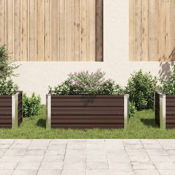 vidaXL Garden Raised Bed Brown 100x40x45 cm Galvanised Steel