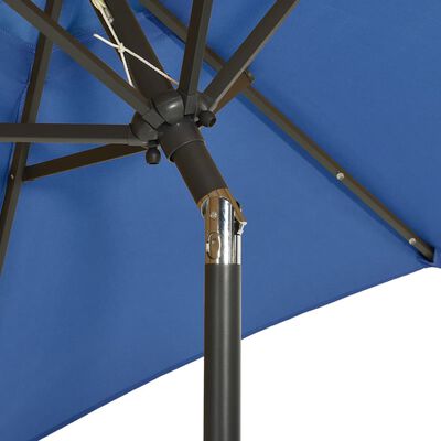 vidaXL Garden Parasol with LED Lights Azure Blue 200x211 cm Aluminium