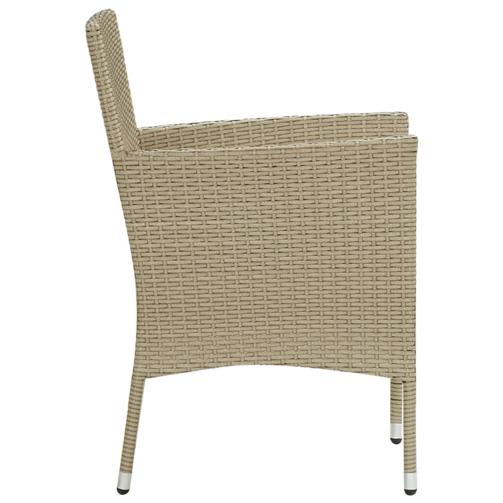 vidaXL 7 Piece Garden Dining Set Poly Rattan Beige