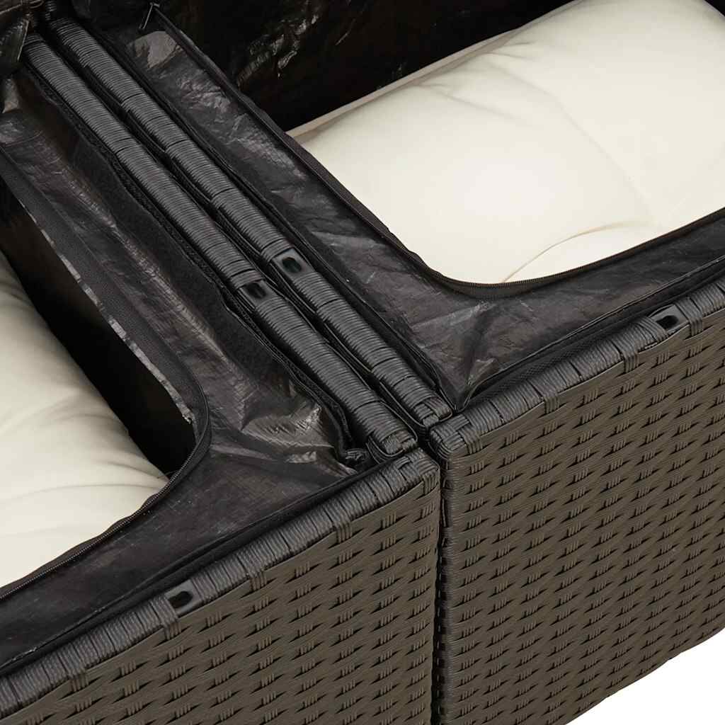 vidaXL 8 Piece Garden Sofa Set with Cushions Black Poly Rattan