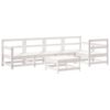 vidaXL 6 Piece Garden Lounge Set with Cushions White Solid Wood