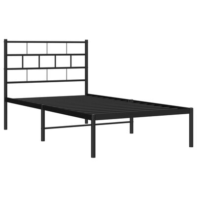 vidaXL Metal Bed Frame without Mattress with Headboard Black 100x200 cm