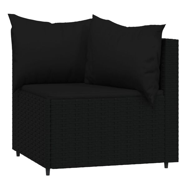vidaXL 4 Piece Garden Lounge Set with Cushions Black Poly Rattan