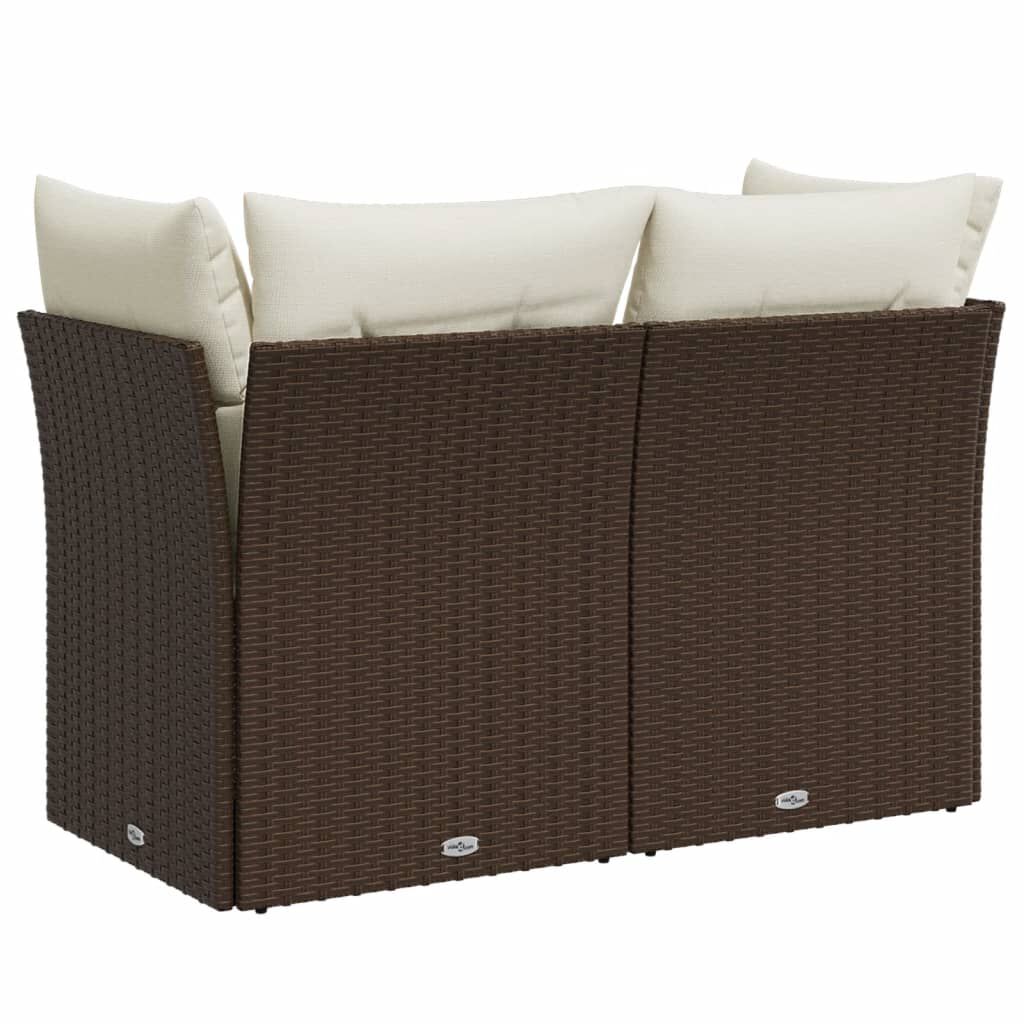 vidaXL Garden Sofa with Cushions 2-Seater Brown Poly Rattan