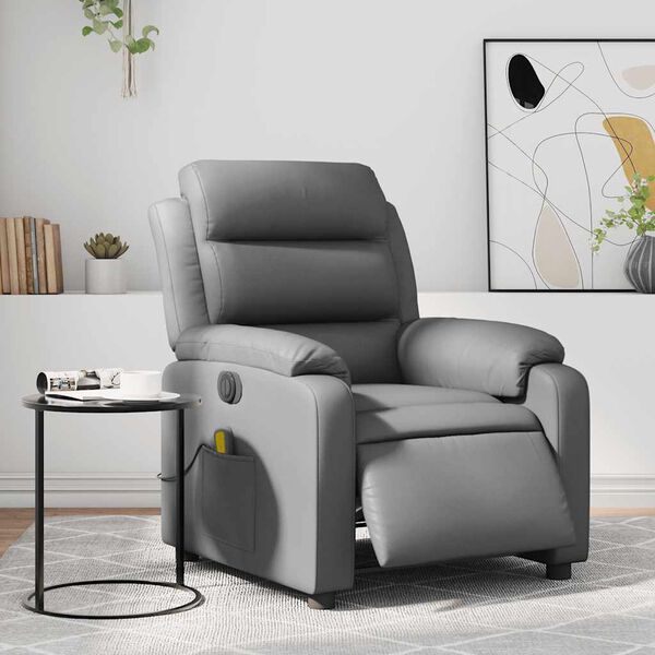 vidaXL Electric Massage Recliner Chair Grey Faux Leather