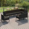 vidaXL 9 Piece Garden Lounge Set with Cushions Poly Rattan Black