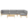 vidaXL Sofa Set with Cushion Plain Manual 5 pcs Grey Solid Acacia Wood