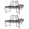 vidaXL Half Round Tree Bench 2 pcs Ø160 cm Black Steel
