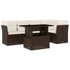 vidaXL 6 Piece Garden Sofa Set with Cushions Brown Poly Rattan