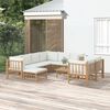 vidaXL 10 Piece Garden Lounge Set with Cream White Cushions Bamboo