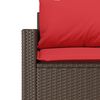 vidaXL Garden Sofa with Cushions 3-Seater Brown Poly Rattan